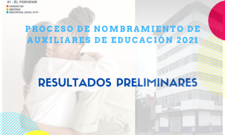 RESULTADOS PRELIMINARES DEL PROCESO DE NOMBRAMIENTO DE AUXILIARES DE EDUCACIÓN 2021
